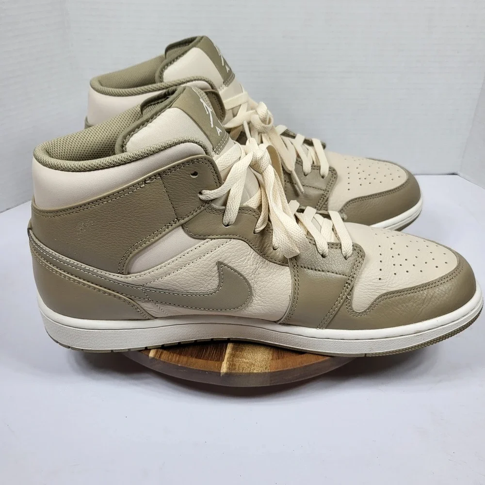 Nike Jordan Men's Air Jordan 1 Mid Legend Brown Khaki Phantom Sneakers Size 14